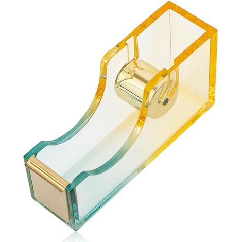 Desktop Tape Dispenser - With Non-Slip Base - Large Clear Acrylic Tabletop Dispenser - For Office, School, Home (1/5)