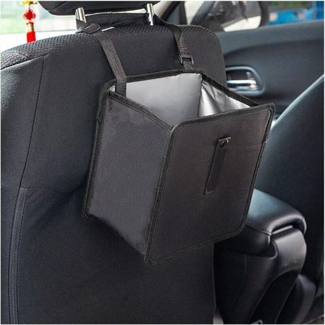 Poubelle de voiture pliable, sac de rangement suspendu étanche et anti-fuite, accessoires d'intérieur de voiture de grande capacité (petite taille) (1/5)
