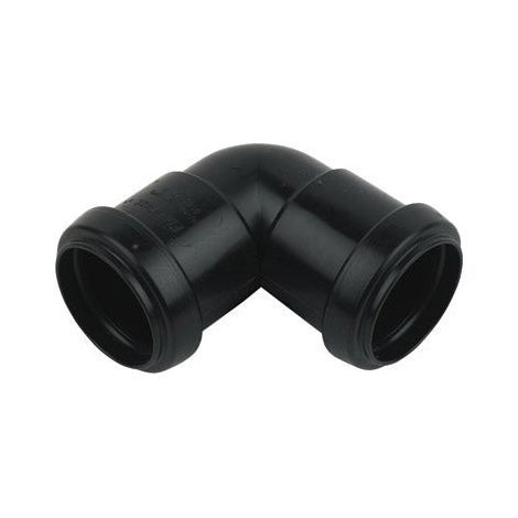 FloPlast 32mm Push Fit Waste 90 Degree Knuckle Black ABS (1/2)