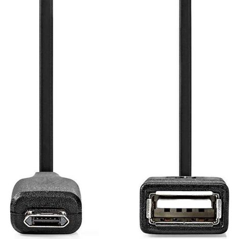 Adaptador usb micro b usb 20 usb micro b macho usb a hembra 480mbps 020m redondo niquelado pvc negro caja