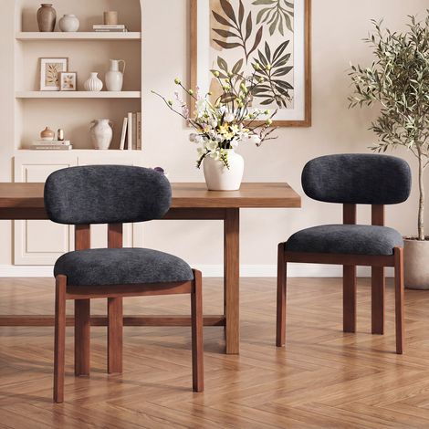COLAMY Chaise – Lot de 2 Chaises de Salle à Manger à Dossier Haut, Structure en Bois, Style Vintage Élégant, Parfaites pour Cuisine et Salle à Manger, bleu foncé