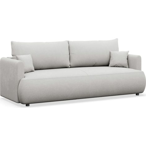 Selsey Ovo Mini – 3-Sitzer Schlafsofa mit Bettkasten, Hellgrau, Chenille Easy Clean