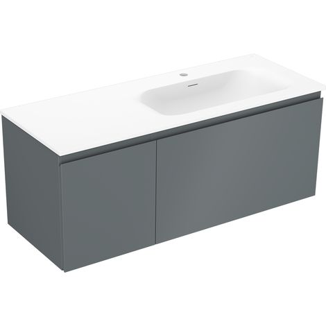 Mexen Orio Badezimmerschrank 120 cm mit Waschbecken Vela rechts, 1S, 1D, Graphit matt/weiß matt - 91A13-12047-3-BBFF66-W23P01 (1/5)
