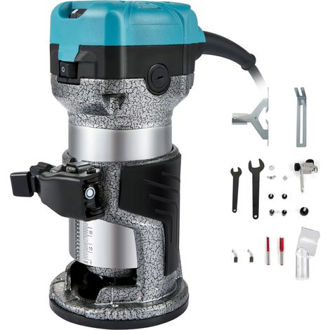 Défonceuse bois 800 W – Taux rotation 30 000 tr/min – Rainurage et sculpture – Base fixe incluse (1/5)