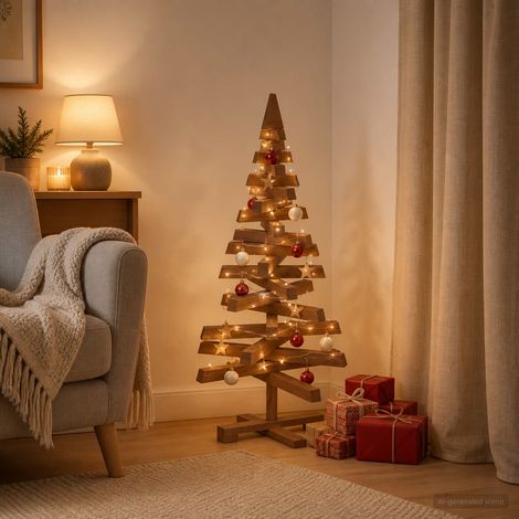 vidaXL Árbol de Navidad de madera KOTKA 90 cm Madera de Pino Maciza (1/5)