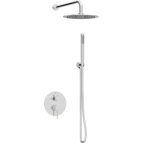 BALNEO Système de douche avec pommeau de pluie argent Acier inoxydable  Mitigeur de douche avec douchette CASCADE CHROME (1/5)