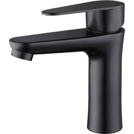 Robinet Salle de Bain Noir Mat - Élégant Mitigeur Lavabo pour Eau Froide/Chaude, Lave Main (1/5)