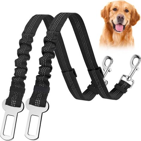 Dog Car Belt, 2 Pcs Elastic Nylon Dog Car Harness, Adjustable Dog Car Leash with Shock Absorption and Carabiner for Dogs and Cats (1/5)
