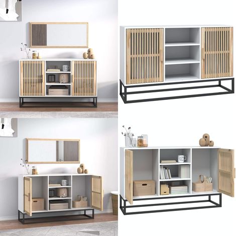 Sideboard Weiß 105x30x65 cm Holzwerkstoff - Schreibtisch - Wohnzimmermöbel - Sideboard - Regal - Eiche - Home & Living (1/5)