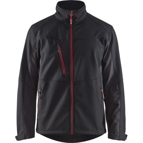 Blakläder Softshell Jacke Service Plus, schwarz / rot, Unisex-Größe: 2XL