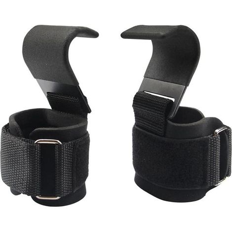 Heavy Duty Pro Flater Lifting Hooks Neoprene Best Paded Wrist Wraps With Heavy Duty Steel Hooks Power Weight Lifting Training Gym Grips Straps Wrist (1/5)