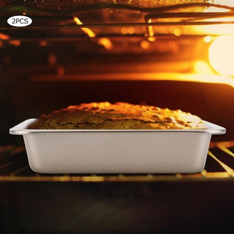 2 moules à pizza/cheesecake carrés antiadhésifs, ustensiles de cuisine (dorés) (1/5)