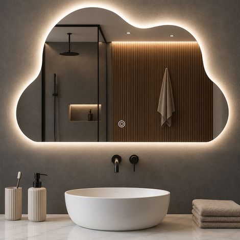 Specchio Nuvola 50x70 cm con LED 3 Colori Dimmerabile con Pulsante Touch (1/4)