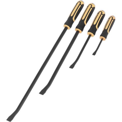 Sealey S01138 Angled Pry Bar Set With Hammer Cap Heavy-Duty 4pc