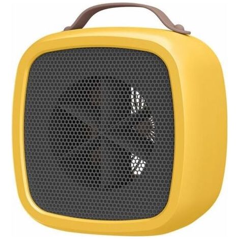 Radiateur électrique portable 500W, mini soufflant céramique bureau salle de bain, 10x14x14 cm, jaune (1/5)