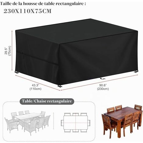 Cover for Garden Furniture, 420D Oxford Tarpaulin Garden Table  Waterproof Garden Table Cover Outdoor Protective Cover for Garden Furniture for Table, Chair and Sofa, 230 x 110 x 75 cm (1/4)