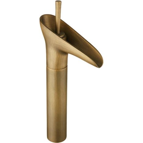 Waschbeckenarmaturen aus Messing, Wasserfall-Badezimmerarmatur, Warm-/Kaltwasserarmatur, Einhebelmischer, hohe Armatur, Bronze (1/5)