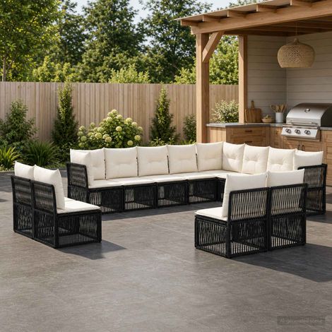 Set Divano da Giardino 12 pcs Nero polyrattan vidaXL (1/5)
