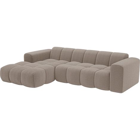 Canapé d'angle gauche en tissu chenille taupe CALESO de Maison Céphy