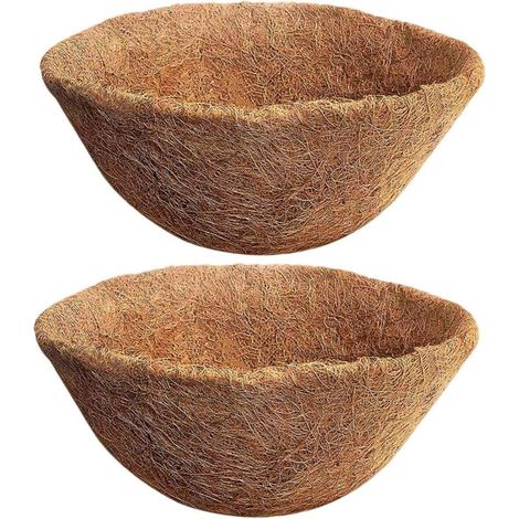 Set of 2 Natural Coconut Fiber Plant Pot Liners 35cm Hanging Basket for Flower Pots Coconut Fiber Replacement for Planters