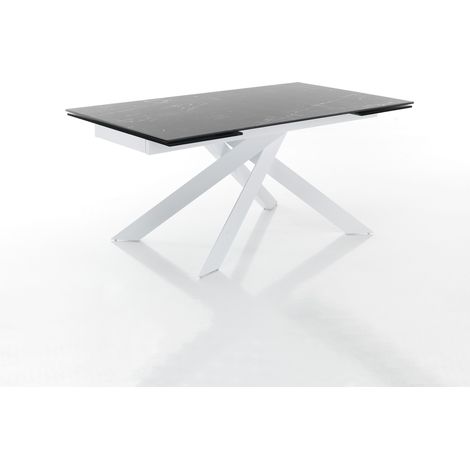 Tavolo allungabile in ceramica marmo nero cm.H.75xP.90xL.160/200/240