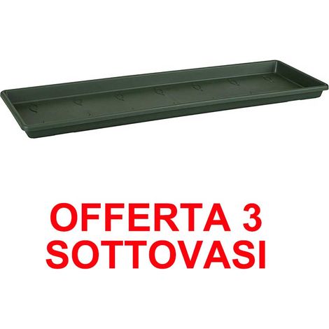 ELHO OFFERTA 3 SOTTOVASO PER FIORIERE GREEN BASICS TROUGH SAUCER 40CM VERDE