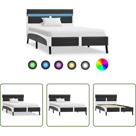 vidaXL Télécommande - Cadre de lit avec LED sans matelas gris similicuir 90x200 cm (1/5)