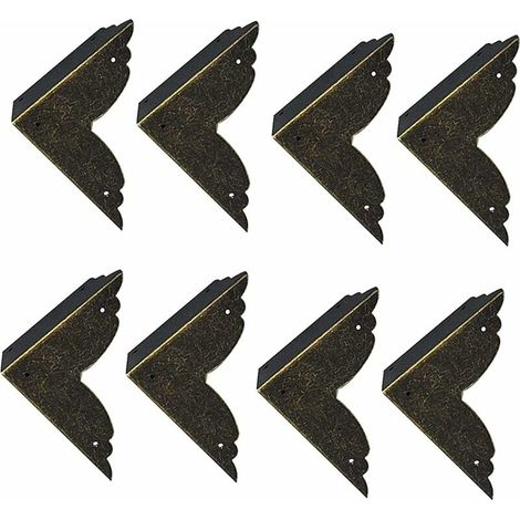 Lot de 8 Protecteurs Décoratifs d'Angle en Fer, Métal Bronze pour Meubles et Coffrets (1/4)