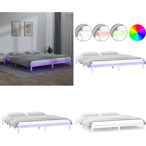 Massivholzbett mit LEDs Weiß 180x200 cm - Bettgestell - Bettgestelle - Home & Living (1/5)