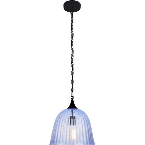 Suspension Candellux VASE verre bleu/noir E27 Ø30 H110