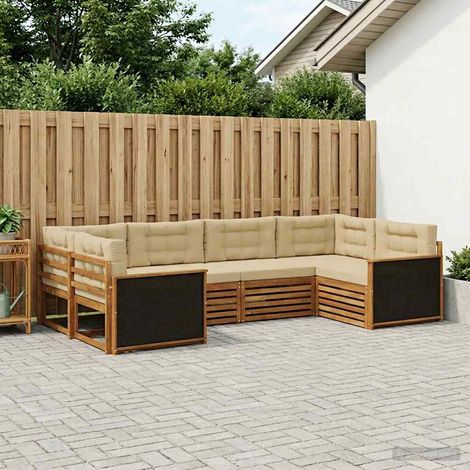 vidaXL Outdoor-Sofagarnitur mit Kissen 6 pcs Natur und Beige (1/5)