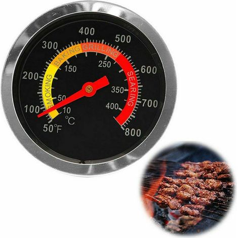 MIMOSON-Thermomètre numérique pour barbecue en acier inoxydable avec couvercle rond pour barbecue, noir, 0-400° (1/5)