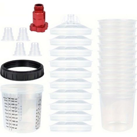Gobelet Peinture Jetable 600ml Avec Connecteur Pulvérisateur Mélange Rapide Type H/O 16x1.5mm Externe