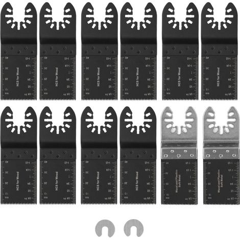 Jeffergarden Jeu de 14 lames de scie oscillantes, 34 mm, acier à haute teneur en carbone, ensemble d'outils polyvalents pour le bois et le plastique-DOU