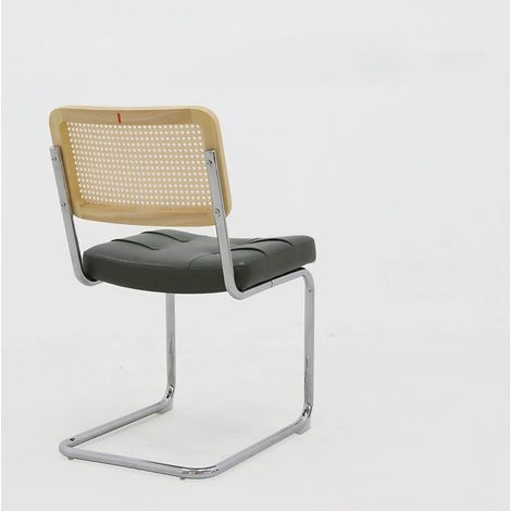 Chaise de salle à manger design mi-siècle en similicuir avec pieds en chrome, lot de 2 (1/5)