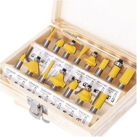 Lot de 15 fraises pour défonceuse à tige de 8 mm Accessoires de fraise à arrondir pour défonceuse Tige de 8 mm Convient pour défonceuse électrique Kit de fraises à bois (1/5)