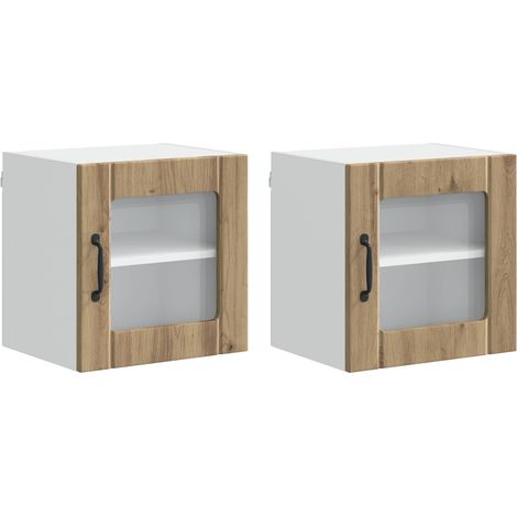 Maison Exclusive - Mobile in vetro da parete LUCCA 2 pcs Rovere Artigianale