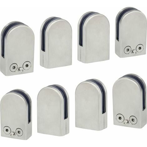 Morsetto per vetro 8 pezzi (6-8 mm), supporto per morsetto per vetro in acciaio inossidabile 304, clip piatta, corrimano, balaustra, scala regolabile, bagno (1/5)