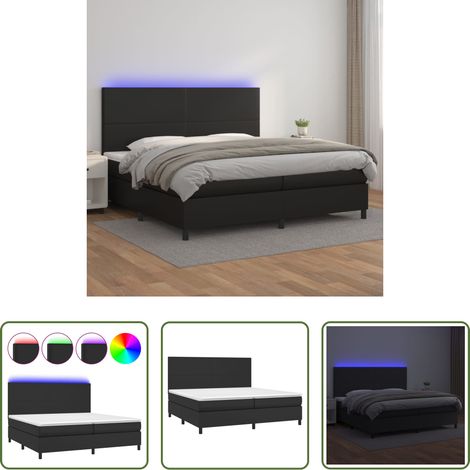 vidaXL LED-Bett - Boxspringbett mit Matratze & LED Schwarz 200x200 cm Kunstleder (1/5)