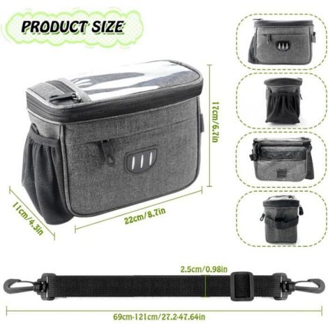 Sacoche De Guidon - 5 L - Polyester Imperméable - Poche Écran Tactile - Pour Vélo Classique Et Vélo Électrique (1/4)