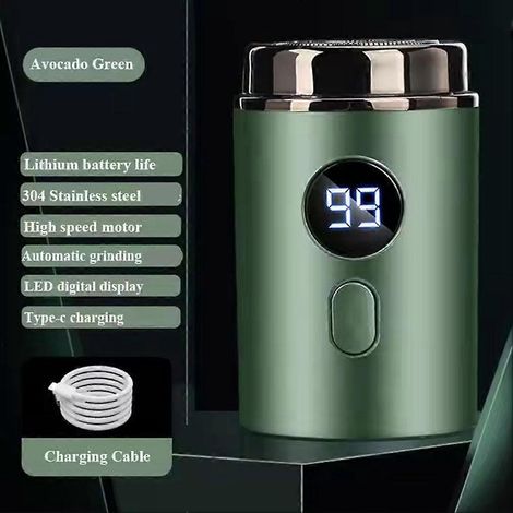Mini rasoir électrique portable, mini rasoir électrique multifonction étanche - Vert (1/3)