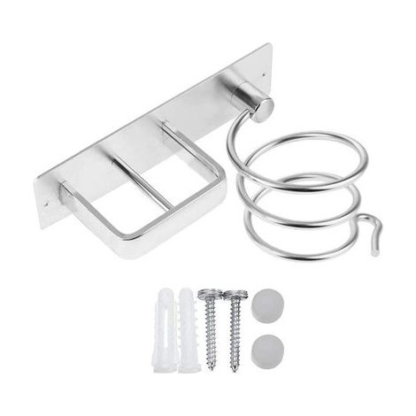 MINKUROW Wandmontierter Haartrocknerhalter, Aluminium, Haarglätterhalter, Wandhalterung, Haartrockner-Organizer, Haartrocknerhalter für Hotel, Badezimmer, Friseursalon, Silber (1 Stück) (1/4)