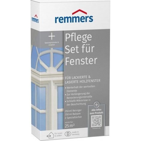 Remmers Pflegeset für Fenster, Holzfenster Pflege für innen und außen, verlängert Lebensdauer, schützt vor Witterung, frischt Farbeffekt und Glanz auf (1/2)