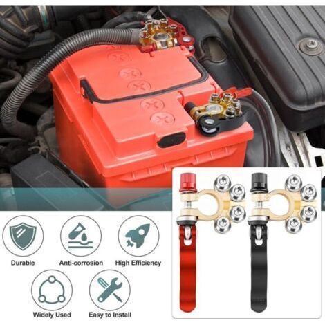 Connecteurs de borne de batterie 12V/24V, bornes de batterie de loisirs, pinces de bornes de batterie à dégagement rapide, positif négatif pour voiture, moto, van, caravane, bateau (1/3)