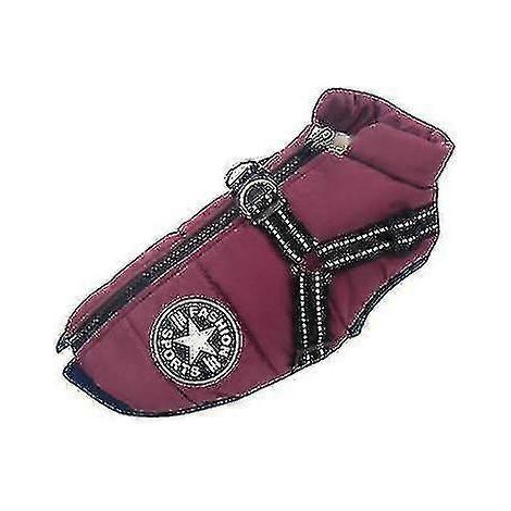Veste pour grand chien avec harnais, vêtements d'hiver chauds et imperméables pour chien.-L-Purple