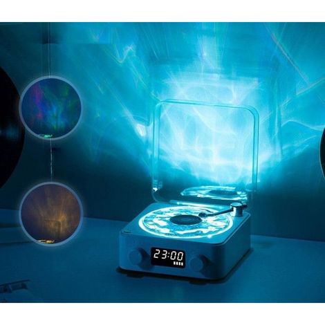 1 lecteur vinyle Bluetooth, platine transparente ondulée, éclairage RVB réglable, pour salon ou chambre