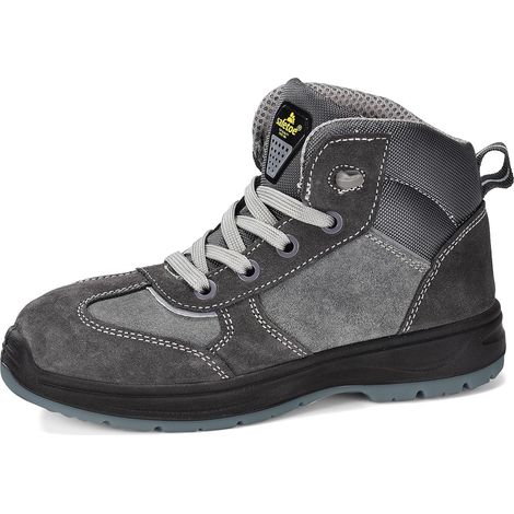 Safetoe Chaussures de sécurité pour femme avec dessus en cuir de vache résistant à l'eau et semelle intermédiaire en acier anti-clous, semelle intérieure confortable en gel robuste, Cheville (1/5)