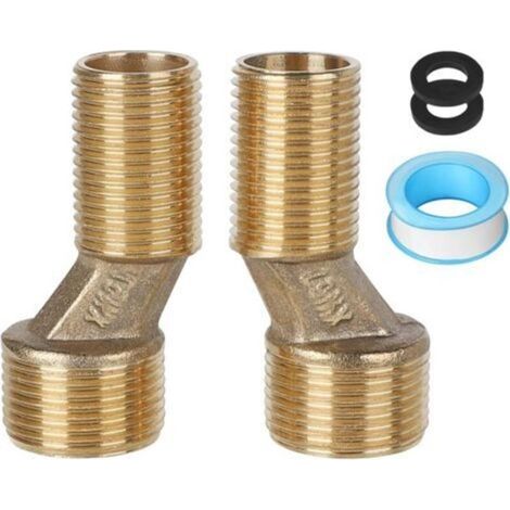 Lot de 2 S-Raccord G1/2 à G3/4, Raccord Excentré Mitigeur Bain Douche Réglable 135-165mm, Raccords en S pour Robinetterie Murale, Idéal pour Installations de Cuisine et Salle de Bain (1/5)