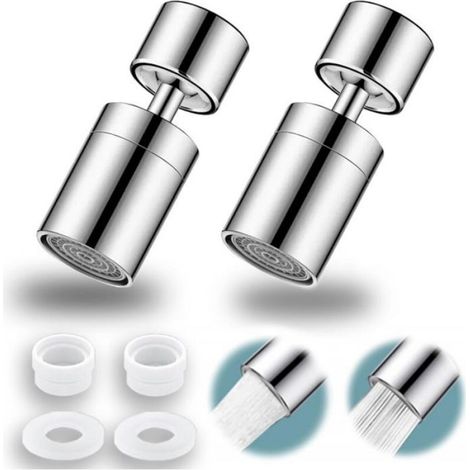 Aérateur Robinet Cuisine - Pivotant 360° - 2 Modes Débit - Pour Éviers Cuisine Salle De Bain - Laiton Chromé - 1 Pièce (1/4)