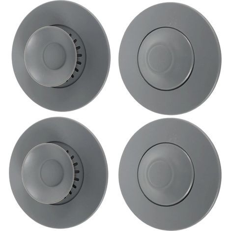 4-Piece Universal Odor-Proof Shower Stopper, Silicone Bathtub Stopper with Drain Screen, Anti-Clog Kitchen Sink Stopper - for Kitchen Sink, Washbasin, Shower and Floor Drain (1/5)